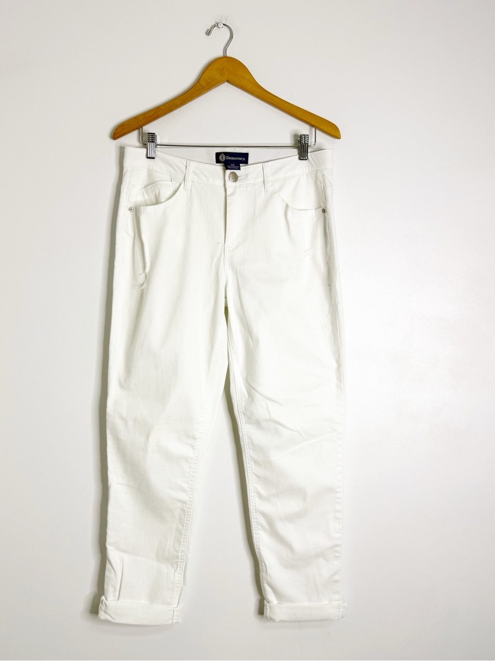 Democracy Ab Solution Straight Leg Jeans Size 10 White High Rise Stretch